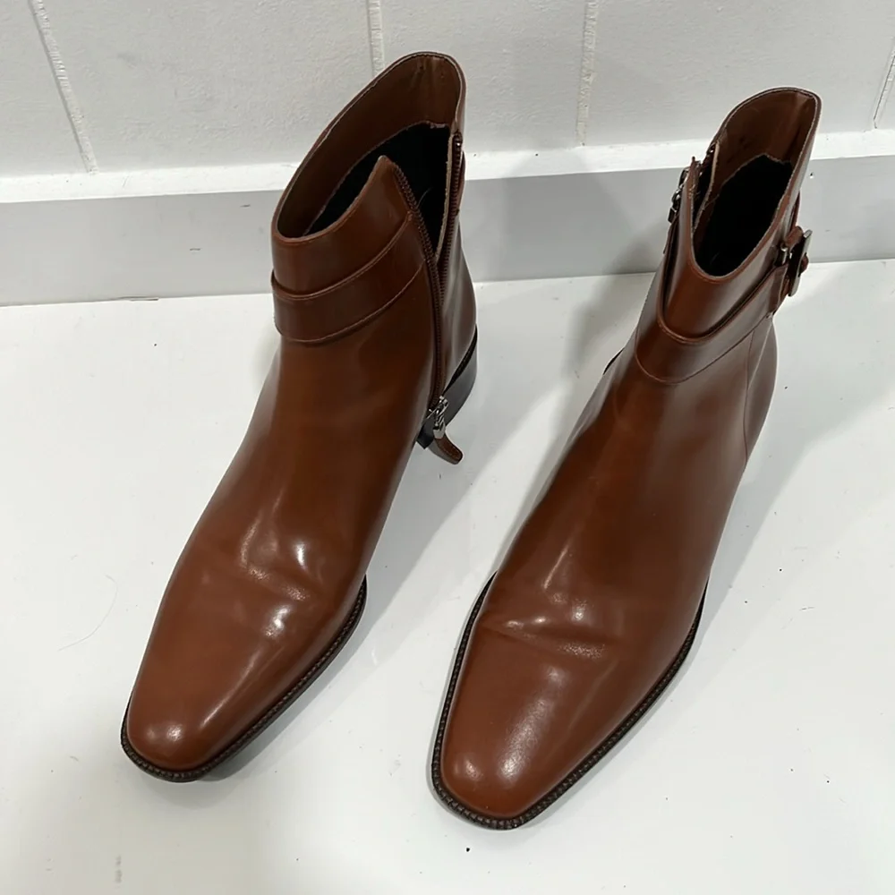 Talbots Western Ankle Booties Sz 9B  Brown Leather Equestrian Boots